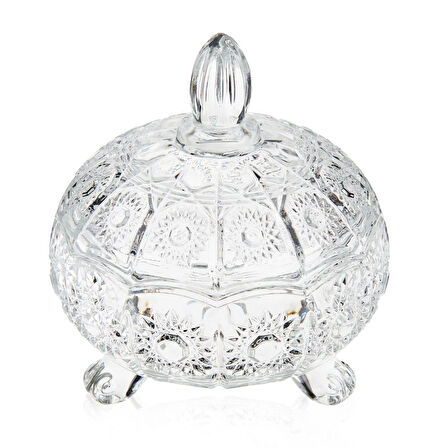 Cam Kapaklı Şekerlik - Şeffaf - 12 cm