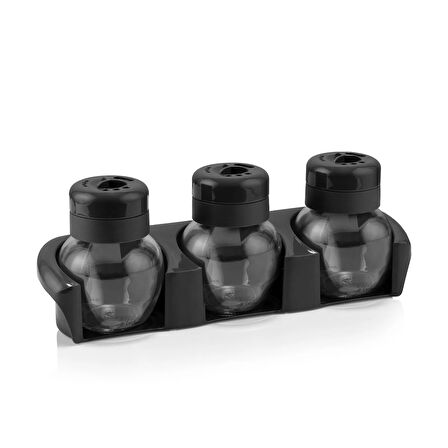 C372 Star Stantlı Baharatlık Seti - Siyah