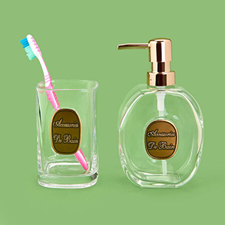 Bath 2'li Banyo Sıvı Sabunluk Seti - Rose / Şeffaf