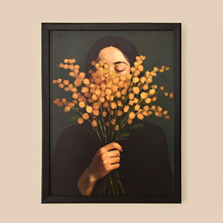 Deco Woman Of Flower Duvar Panosu - Siyah / Turuncu - 30x40 cm
