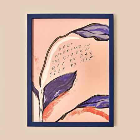 Deco Keep Workingin Duvar Panosu - Mavi / Pembe - 30x40 cm