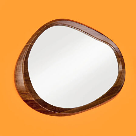 Amorf Ayna - Kahverengi - 38x55 cm