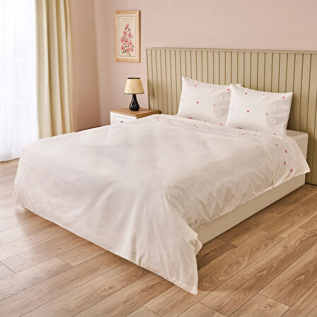 Soft Elenya Çift Kişilik Nevresim Takımı - Beyaz