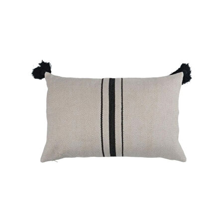 Soft Vev Kırlent - Bej / Siyah - 35x55 cm