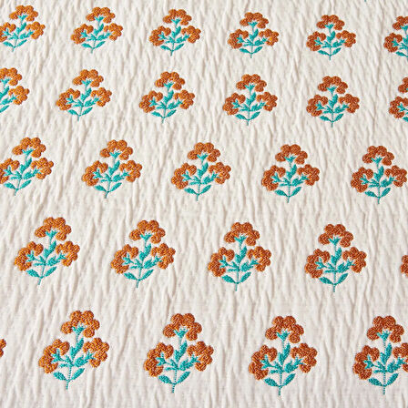 Soft Buttercup Jakarlı Çift Kişilik Yatak Örtüsü Seti - Turuncu