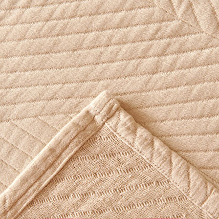 Soft Sara Çift Kişilik Yatak Örtüsü Seti - Bej - 220x240 cm + 50x70 cm