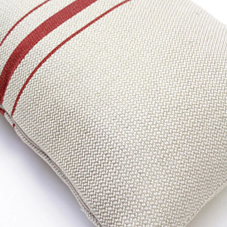 Soft Vev Kırlent - Bej / Kırmızı - 35x55 cm