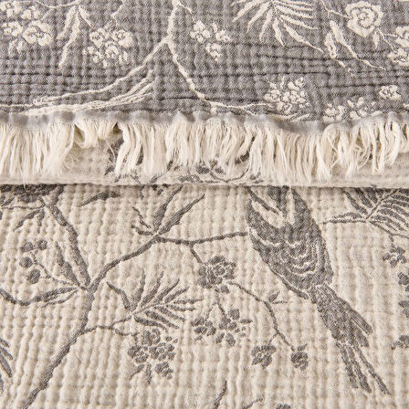 Soft Birds Çift Kişilik Yatak Örtüsü - Antrasit - 220x240 cm