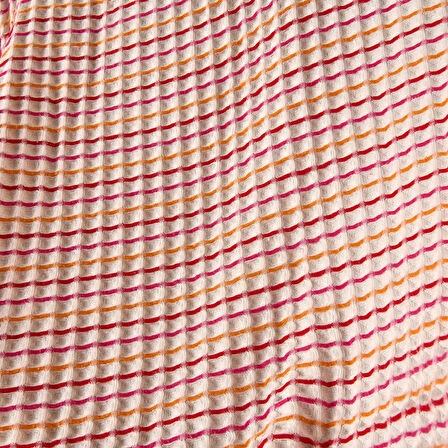 Soft Waffle Koltuk Şalı - Ekru / Bordo - 120x170 cm