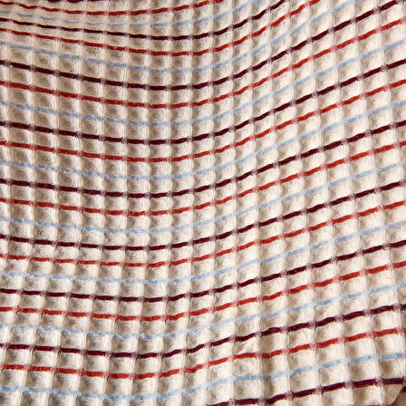 Soft Waffle Koltuk Şalı - Ekru / Kiremit - 120x170 cm