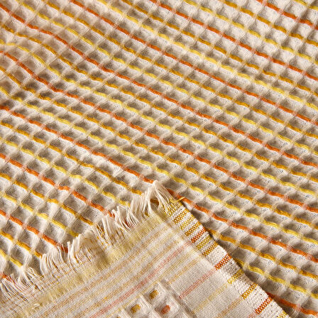 Soft Waffle Koltuk Şalı - Ekru / Sarı - 120x170 cm