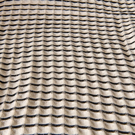 Soft Waffle Koltuk Şalı - Ekru / Siyah - 120x170 cm
