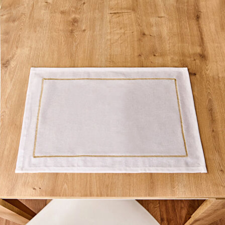 Soft Stripe 2'li Amerikan Servis - Ekru - 34x50 cm