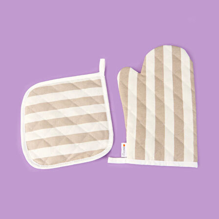 Soft Nemo Fırın Eldiveni ve Tutaç - Bej / Ekru - 17x28 cm + 20x20 cm