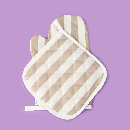 Soft Nemo Fırın Eldiveni ve Tutaç - Bej / Ekru - 17x28 cm + 20x20 cm