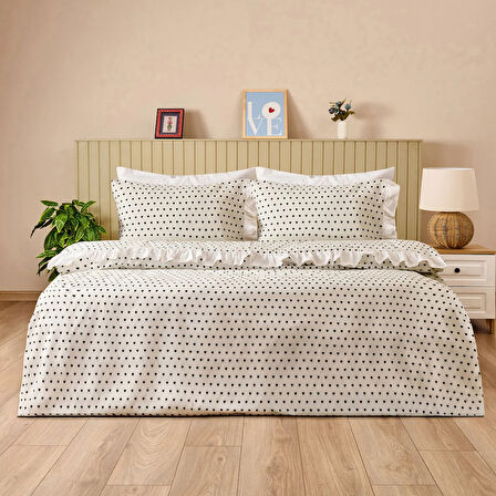 Soft Moyo Çift Kişilik Nevresim Takımı - Beyaz / Antrasit