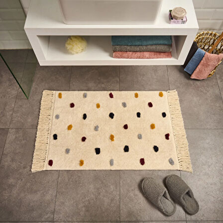 Soft Tufting Vira Banyo Paspası - Ekru / Renkli - 60x90 cm