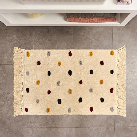 Soft Tufting Vira Banyo Paspası - Ekru / Renkli - 60x90 cm