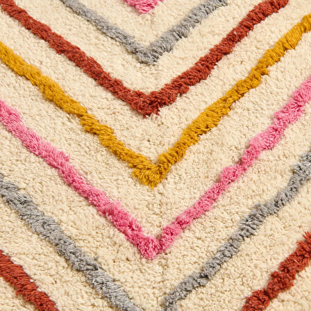 Soft Tufting Krus Banyo Paspası - Ekru / Renkli - 60x90 cm