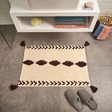 Soft Tufting Thek Banyo Paspası - Ekru - 60x90 cm