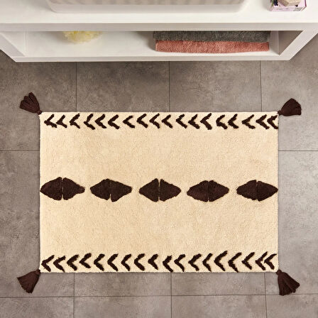 Soft Tufting Thek Banyo Paspası - Ekru - 60x90 cm