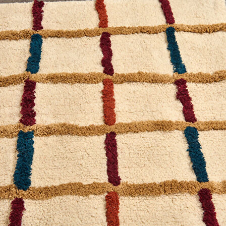 Soft Tufting Plaid Banyo Paspası - Ekru - 60x90 cm