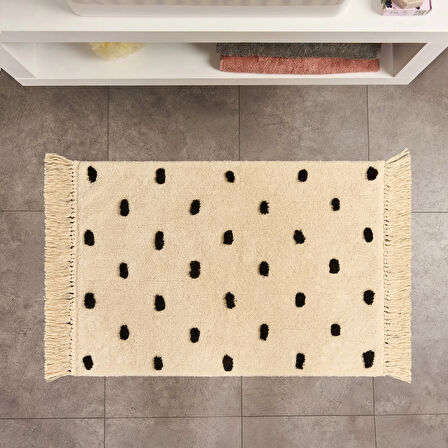 Soft Tufting Vira Banyo Paspası - Ekru / Siyah - 60x90 cm