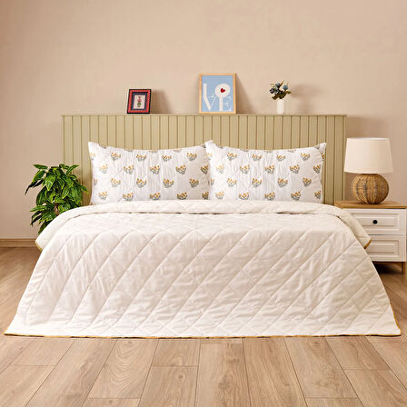 Soft Folky Çok Amaçlı Çift Kişilik Yatak Örtüsü Seti - Sarı
