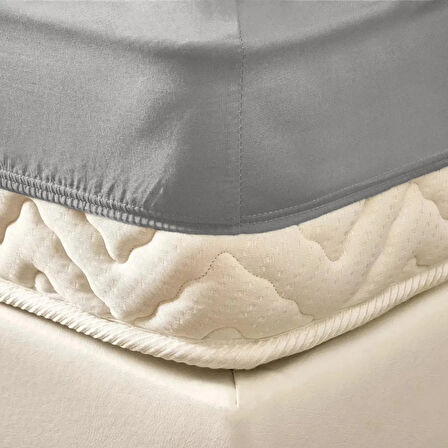 Soft Penye Çift Kişilik Lastikli Çarşaf - Gri - 160x200 cm