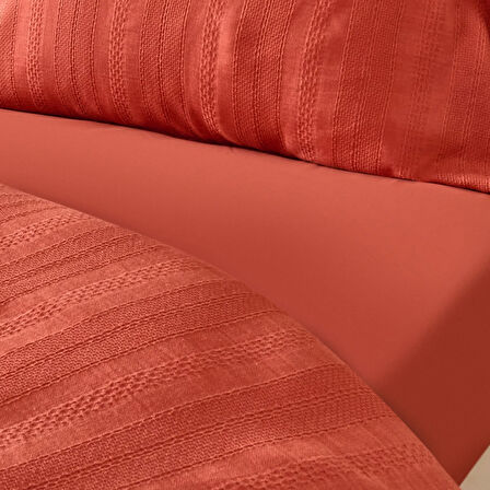 Soft Armürlü Tek Kişilik Nevresim Takımı - Kiremit