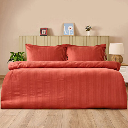 Soft Armürlü Çift Kişilik Nevresim Takımı - Kiremit