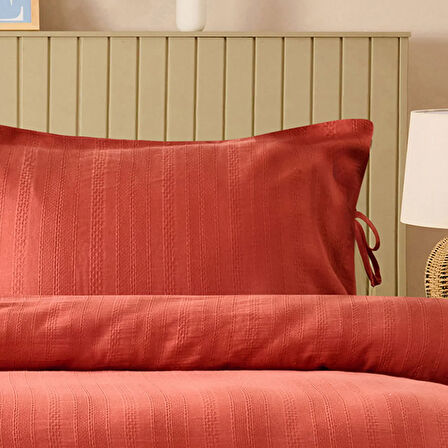 Soft Armürlü Çift Kişilik Nevresim Takımı - Kiremit