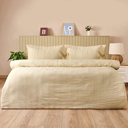 Soft Armürlü Tek Kişilik Nevresim Takımı - Ekru