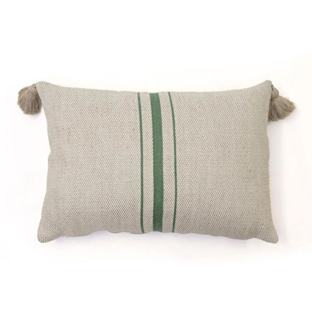 Soft Vev Kırlent - Bej / Yeşil - 35x55 cm