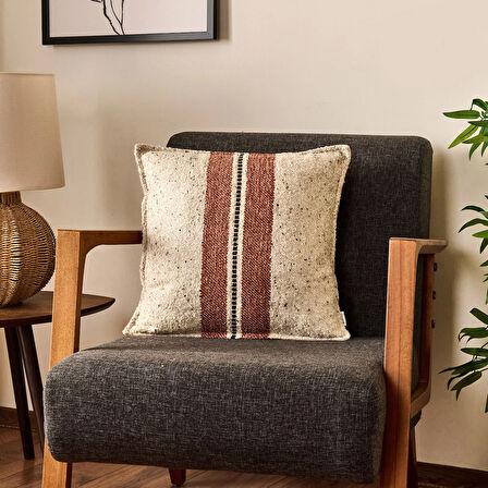 Soft Ganye Kırlent - Ekru - 45x45 cm