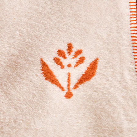 Soft Elias Pamuklu Tv Battaniyesi - Ekru / Turuncu - 130x170 cm