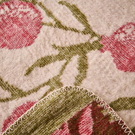 Soft Granate Pamuklu Tek Kişilik Battaniye - Ekru / Kırmızı - 150x200 cm