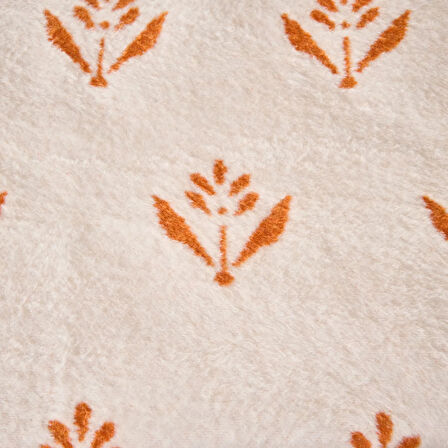 Soft Elias Pamuklu Tek Kişilik Battaniye - Ekru / Turuncu - 150x200 cm