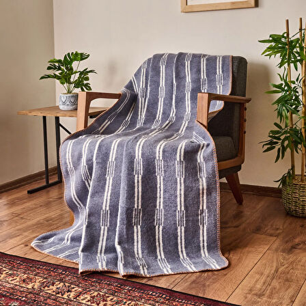 Soft Mavruz Pamuklu Tv Battaniyesi - Mavi - 130x170 cm