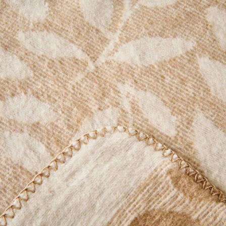 Soft Sprig Pamuklu Tek Kişilik Battaniye - Bej - 150x200 cm
