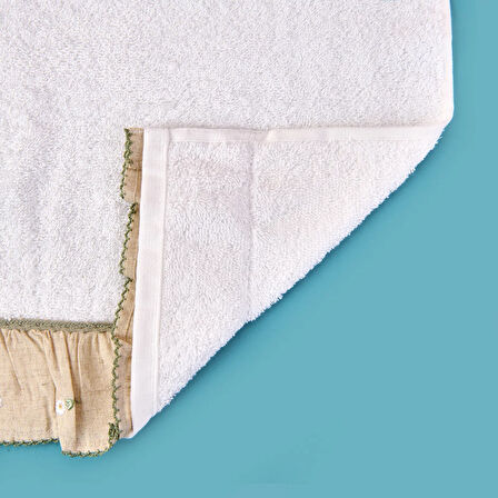 Soft Green Culture Twin Papatya Desenli Yüz Havlusu - Ekru - 50x90 cm