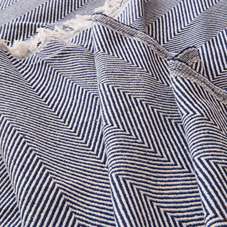 Soft Herringbone Tek Kişilik Yatak Örtüsü - Lacivert - 150x200 cm
