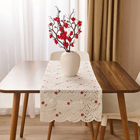 Soft Kiraz Desenli Runner - Renkli - 40x135 cm