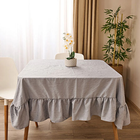 Soft Fırfırlı Masa Örtüsü - Gri - 150x150 cm