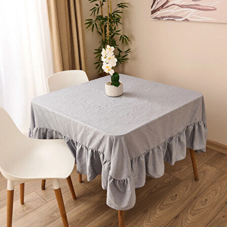 Soft Fırfırlı Masa Örtüsü - Gri - 150x150 cm