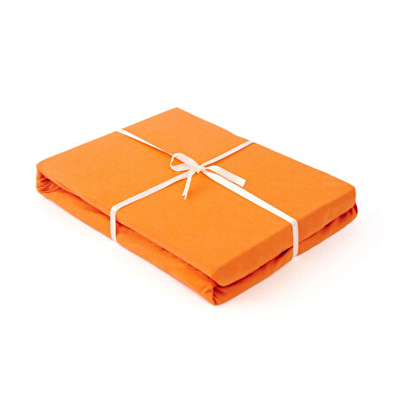 Pamuklu Penye Tek Kişilik Çarşaf - Turuncu - 100x200 cm