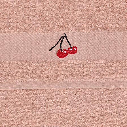 Kiraz Desenli Mutfak Havlusu - Pembe