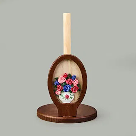 Star Flower Ahşap Havluluk - Renkli - 25x14x12 cm