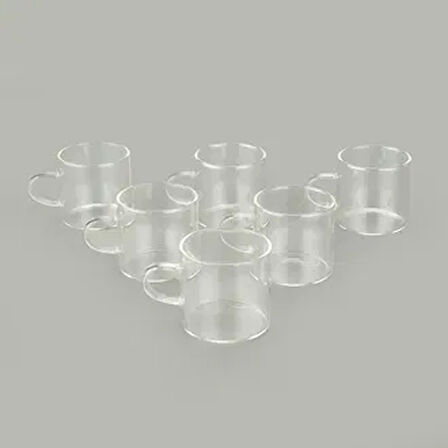 Borosilikat Cam 6'lı Kahve Fincanı Seti - Şeffaf - 125 ml