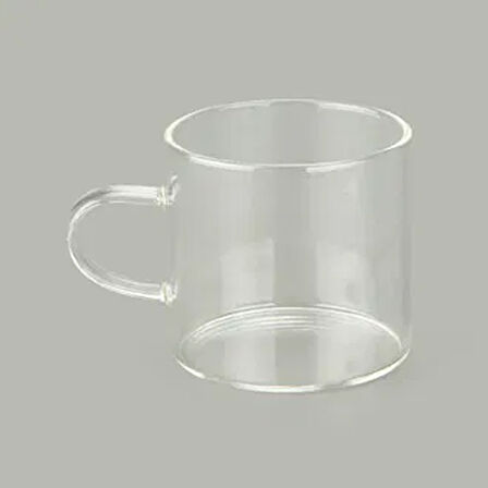 Borosilikat Cam 6'lı Kahve Fincanı Seti - Şeffaf - 125 ml